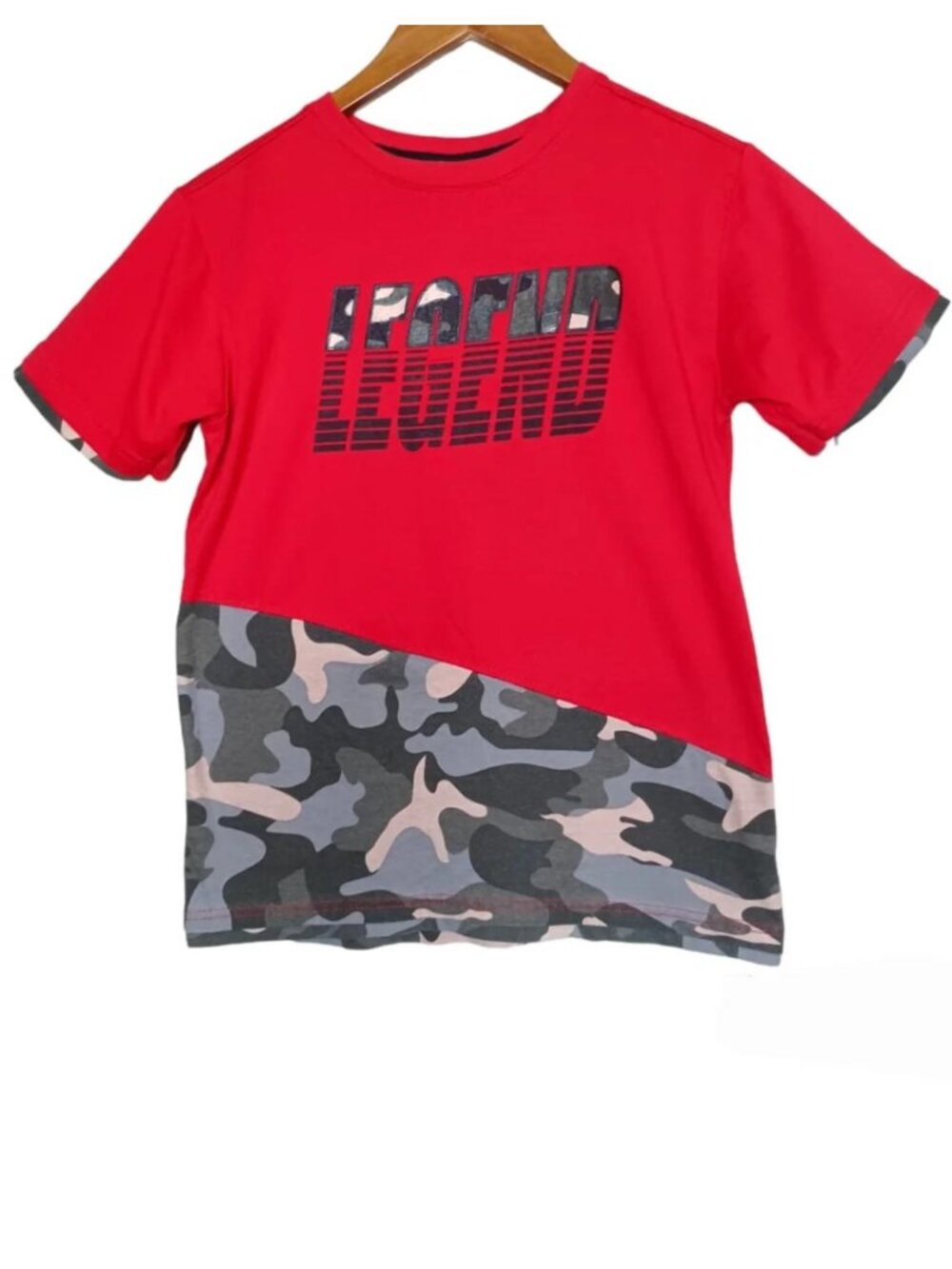 Quad Seven Boys 16/18 Red Camo LEGEND Graphic T Shirt Short Sleeve